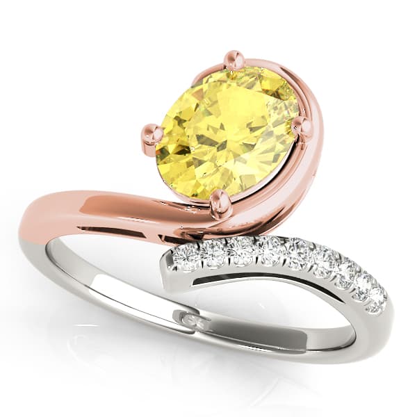 Bypass Single Row Oval Color Rings (1/8 ct. tw.), Front view in rose gold