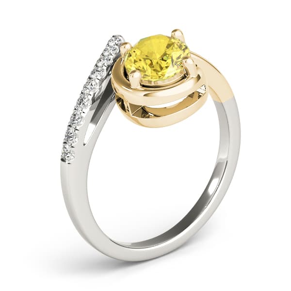 Bypass Single Row Oval Color Rings (1/8 ct. tw.), Angle view in yellow gold