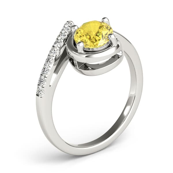 Bypass Single Row Oval Color Rings (1/8 ct. tw.), Angle view in white gold or platinum