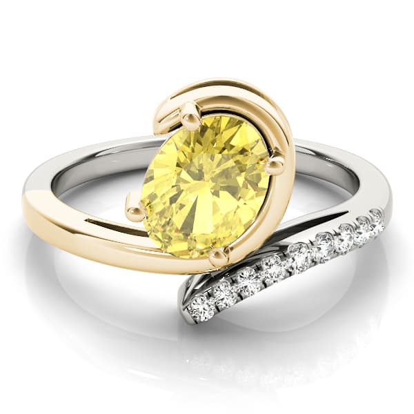 Bypass Single Row Oval Color Rings (1/8 ct. tw.), On hand view in yellow gold