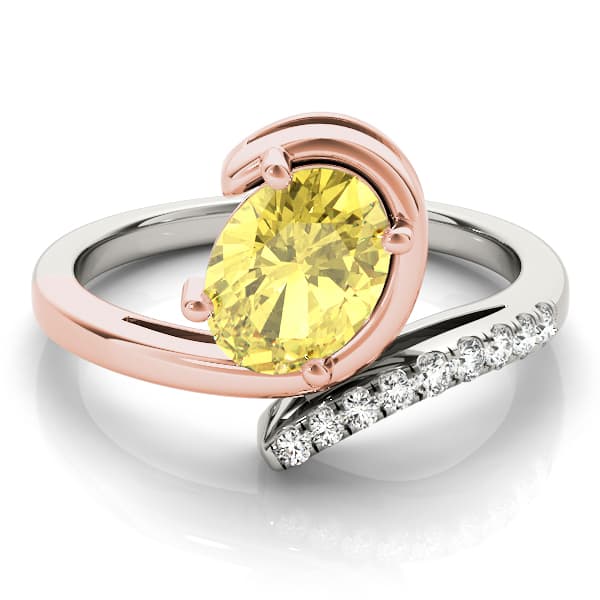 Bypass Single Row Oval Color Rings (1/8 ct. tw.), On hand view in rose gold
