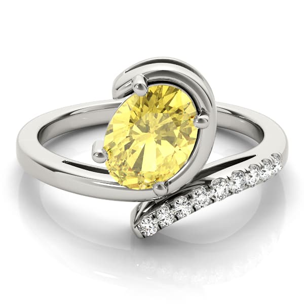 Bypass Single Row Oval Color Rings (1/8 ct. tw.), On hand view in white gold or platinum