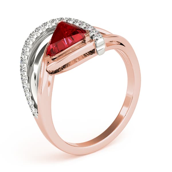 Single Row Twisted Trillion Cut Engagement Ring, style 84753, Angle view in rose gold
