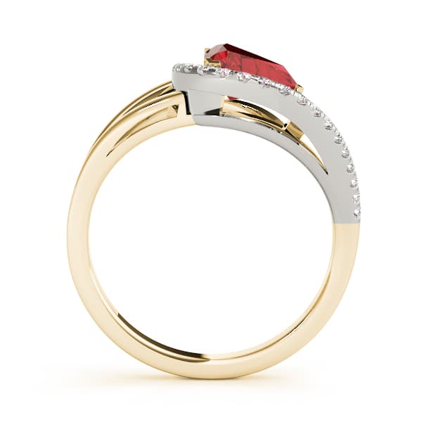 Single Row Twisted Trillion Cut Engagement Ring, style 84753, Side view in yellow gold