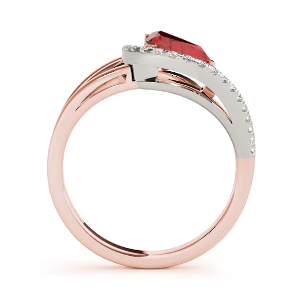 Single Row Twisted Trillion Cut Engagement Ring, style 84753, Side view in rose gold