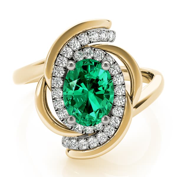 8x6 Oval Ring (0.16 ct. tw.), On hand view in yellow gold