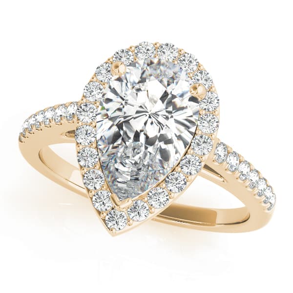 Pear Halo Engagement Ring, style 84755, Front view in yellow gold