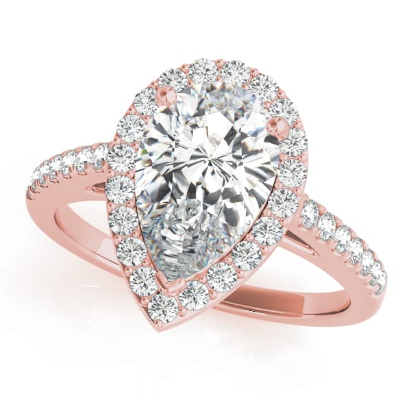 Pear Halo Engagement Ring, style 84755, Front view in rose gold