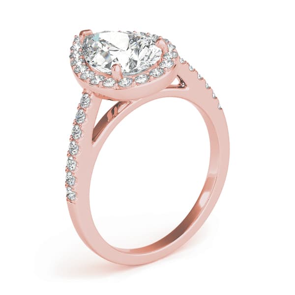 Pear Halo Engagement Ring, style 84755, Angle view in rose gold