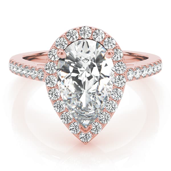 Pear Halo Engagement Ring, style 84755, On hand view in rose gold