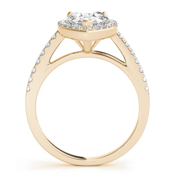 Pear Halo Engagement Ring, style 84755, Side view in yellow gold