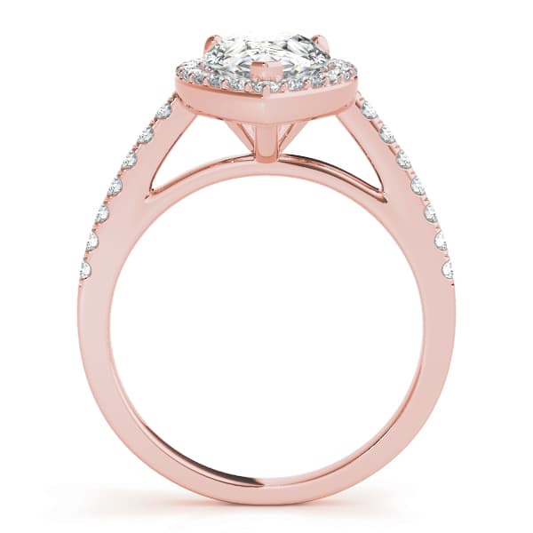 Pear Halo Engagement Ring, style 84755, Side view in rose gold