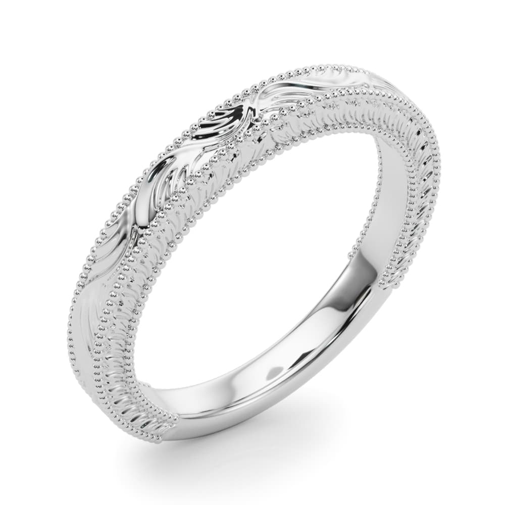 Wedding Band, Angle view in white gold or platinum
