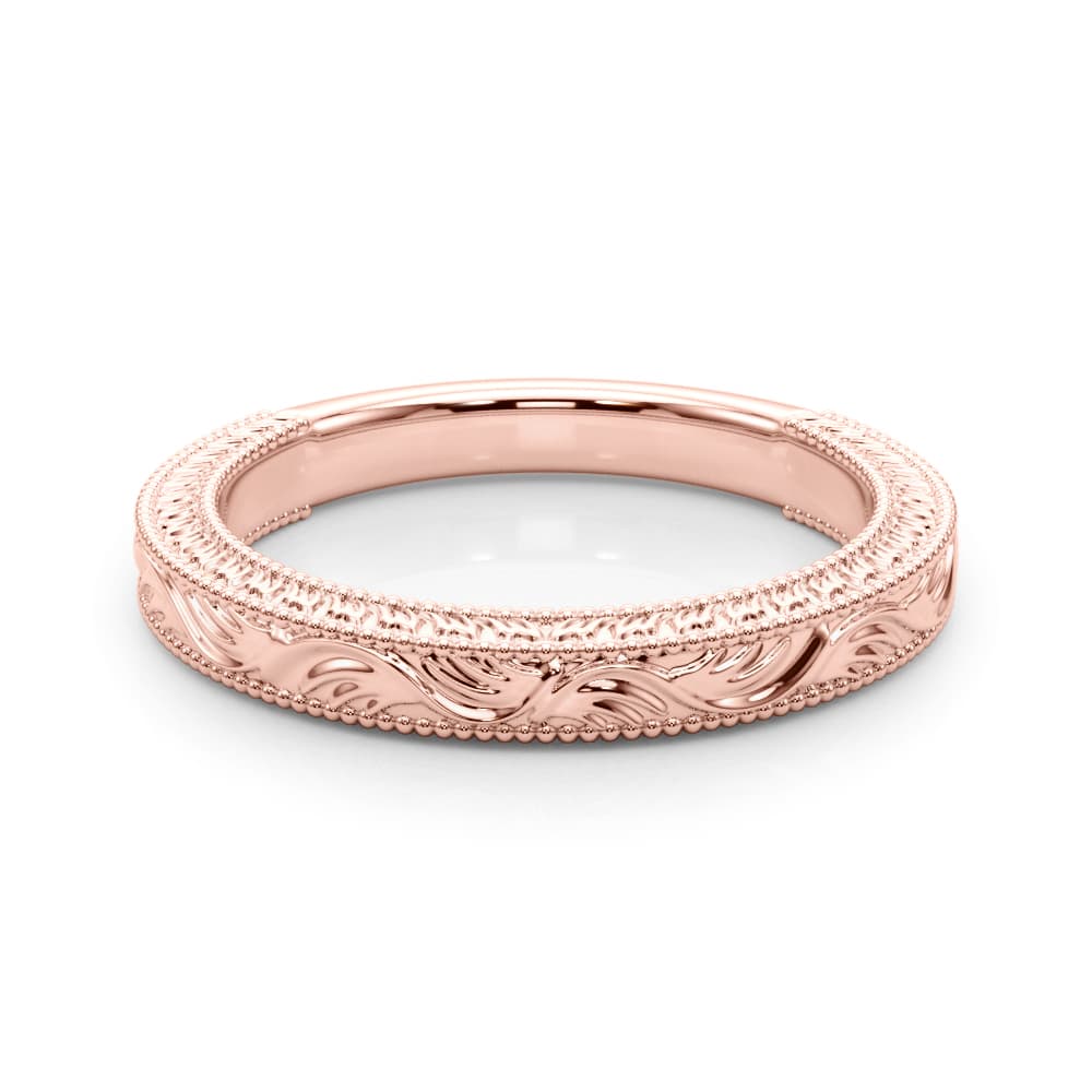 Wedding Band, On hand view in rose gold
