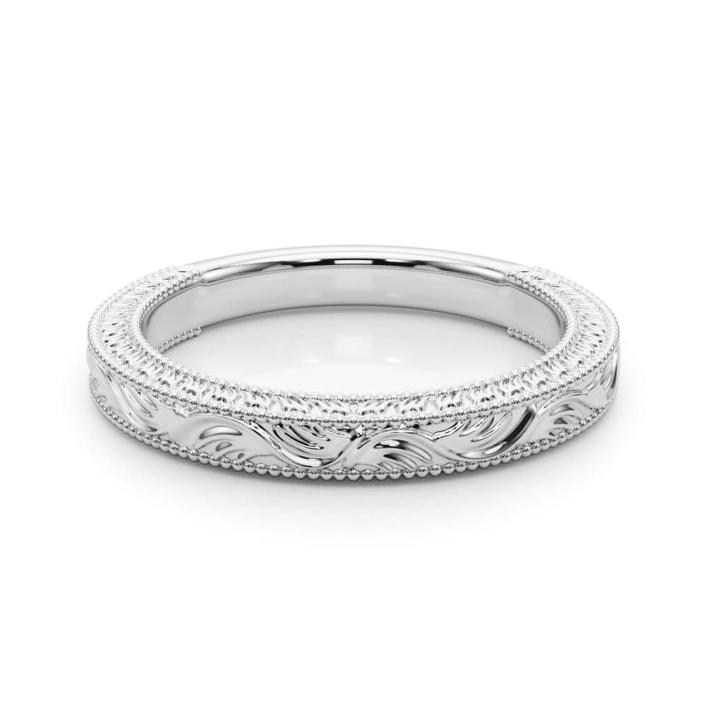 Wedding Band, On hand view in white gold or platinum