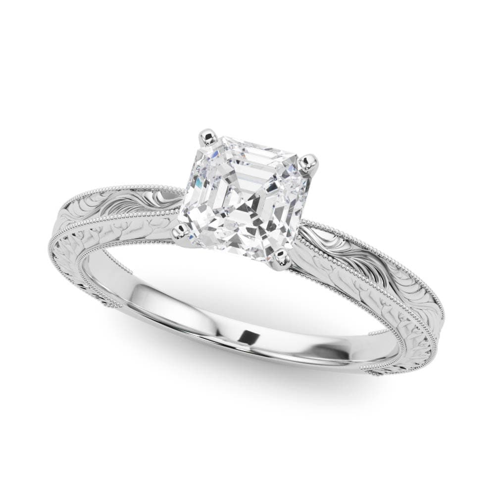 Vintage-inspired Milgrain Engagement Ring — style 84757 in 10k White Gold