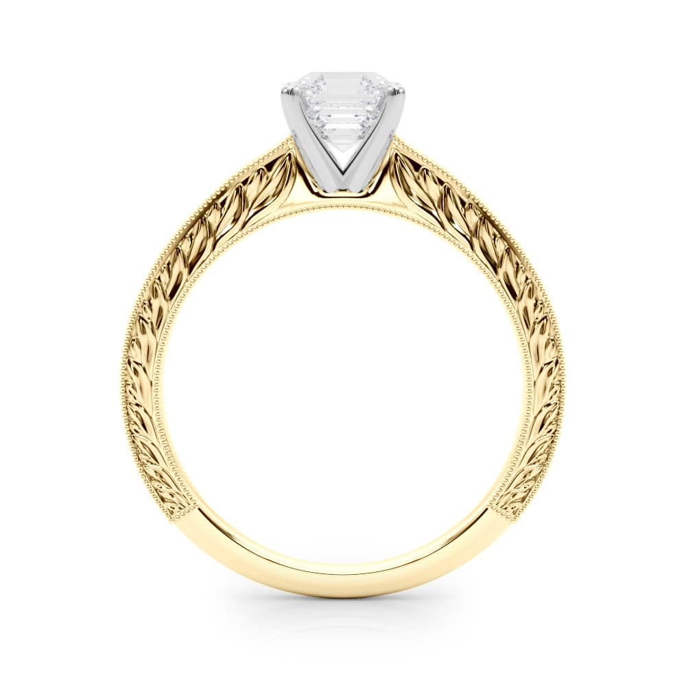 Vintage-inspired Milgrain Engagement Ring, style 84757, Side view in yellow gold