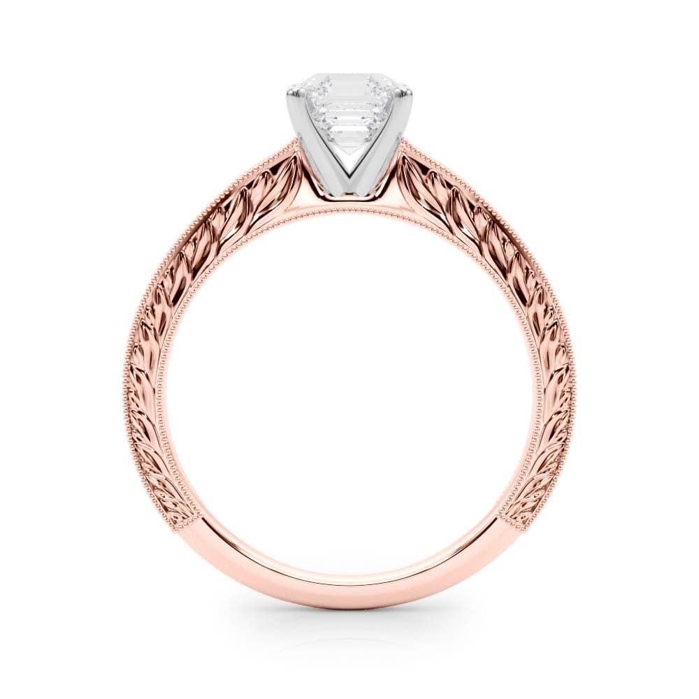 Vintage-inspired Milgrain Engagement Ring, style 84757, Side view in rose gold