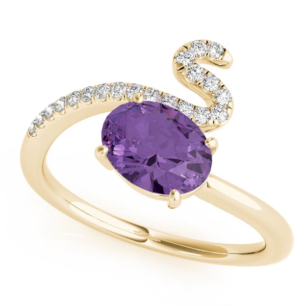 8x6 Oval Ring (0.16 ct. tw.), Front view in yellow gold