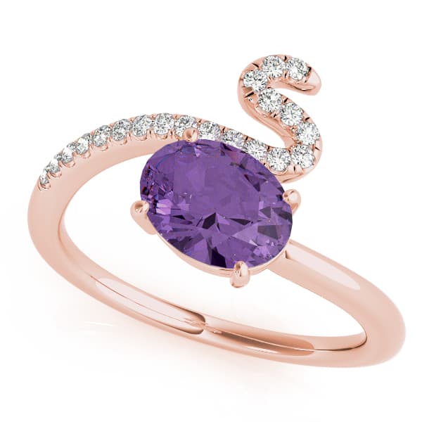 8x6 Oval Ring (0.16 ct. tw.), Front view in rose gold