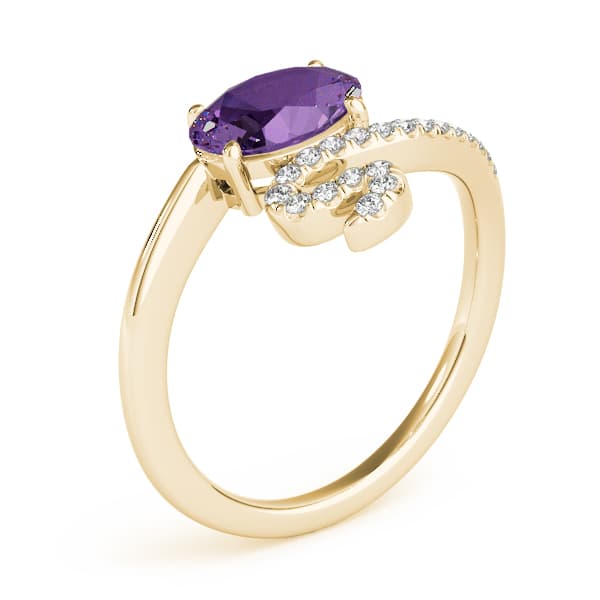 8x6 Oval Ring (0.16 ct. tw.), Angle view in yellow gold