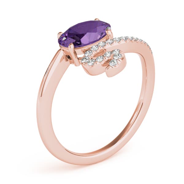 8x6 Oval Ring (0.16 ct. tw.), Angle view in rose gold