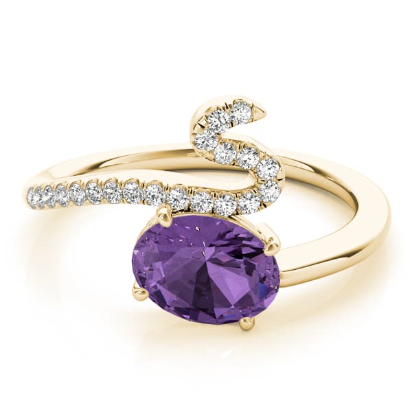 8x6 Oval Ring (0.16 ct. tw.), On hand view in yellow gold
