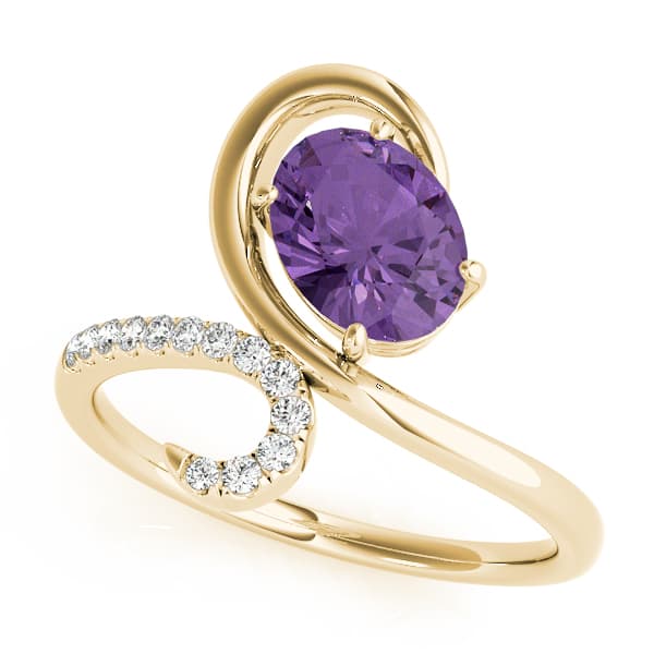Bypass Swirl Oval-Cut Fashion Ring (0.09 ct. tw.), Front view in yellow gold