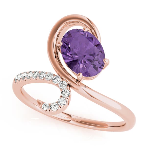 Bypass Swirl Oval-Cut Fashion Ring (0.09 ct. tw.), Front view in rose gold