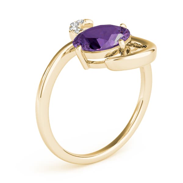Bypass Swirl Oval-Cut Fashion Ring (0.09 ct. tw.), Angle view in yellow gold
