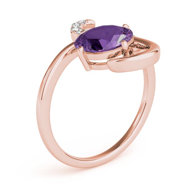 Bypass Swirl Oval-Cut Fashion Ring (0.09 ct. tw.), Angle view in rose gold