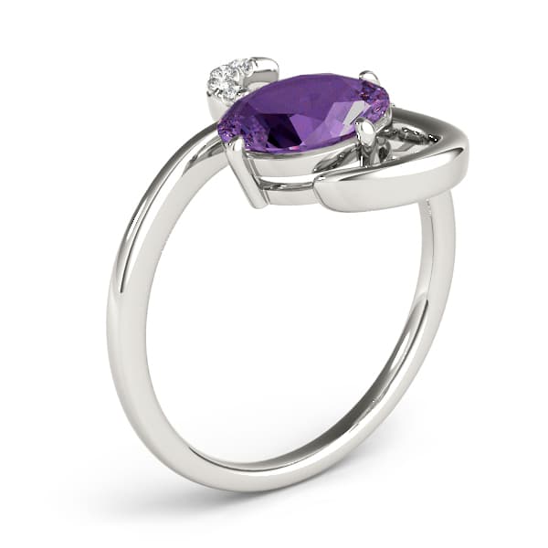 Bypass Swirl Oval-Cut Fashion Ring (0.09 ct. tw.), Angle view in white gold or platinum