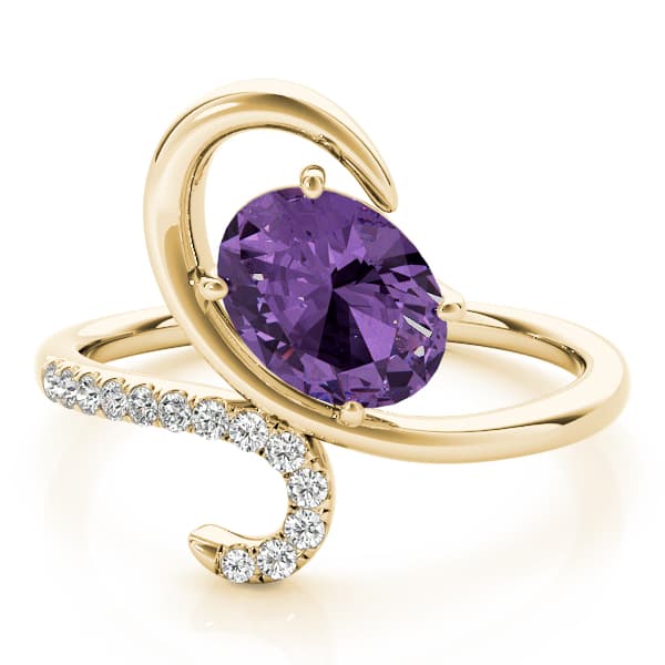 Bypass Swirl Oval-Cut Fashion Ring (0.09 ct. tw.), On hand view in yellow gold