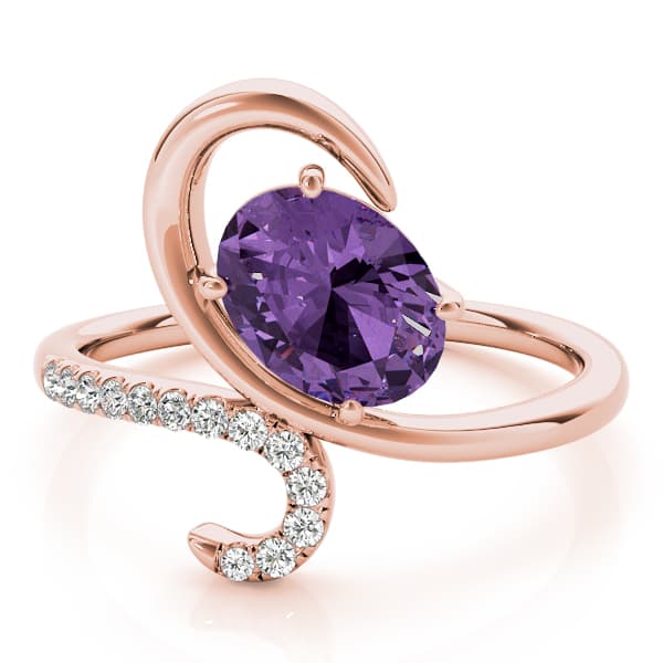 Bypass Swirl Oval-Cut Fashion Ring (0.09 ct. tw.), On hand view in rose gold