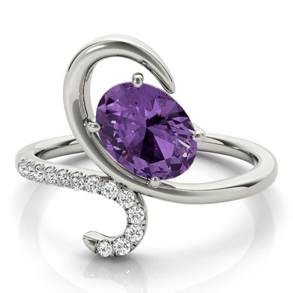 Bypass Swirl Oval-Cut Fashion Ring (0.09 ct. tw.), On hand view in white gold or platinum