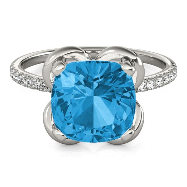 Engagement Ring, style 84760, Top view in white gold or platinum