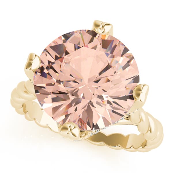 Braided Shank Hidden Halo Engagement Ring, style 84761, Front view in yellow gold
