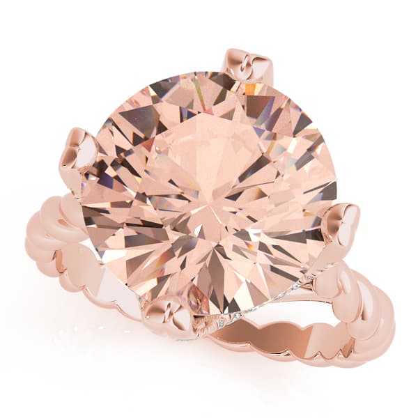 Braided Shank Hidden Halo Engagement Ring, style 84761, Front view in rose gold