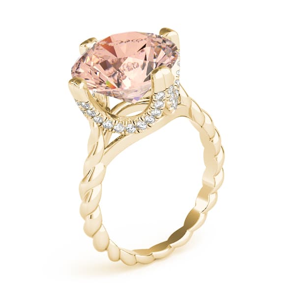 Braided Shank Hidden Halo Engagement Ring, style 84761, Angle view in yellow gold