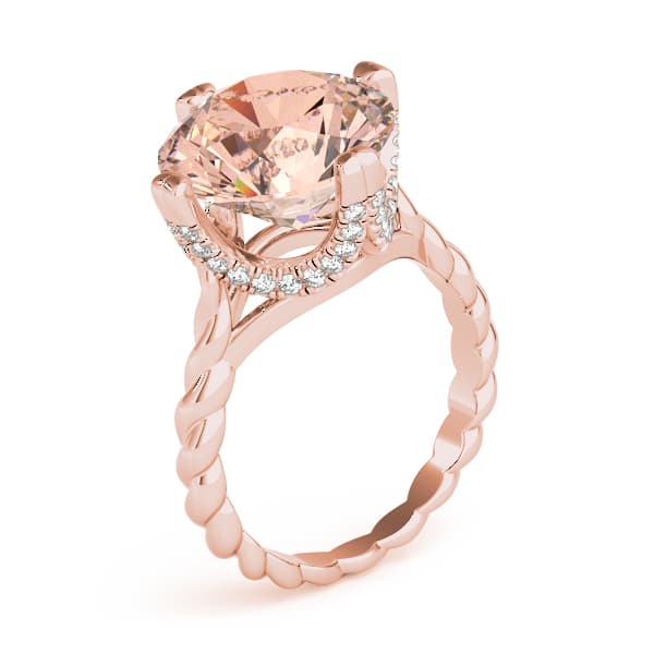 Braided Shank Hidden Halo Engagement Ring, style 84761, Angle view in rose gold