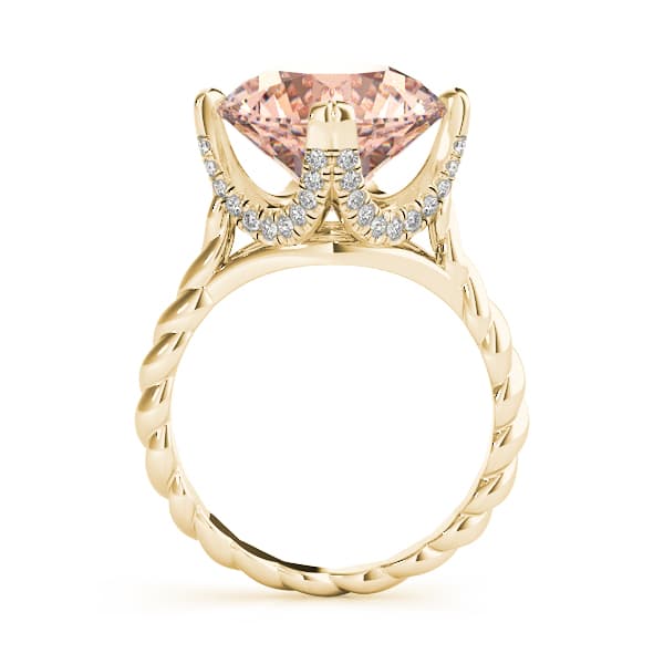Braided Shank Hidden Halo Engagement Ring, style 84761, Side view in yellow gold