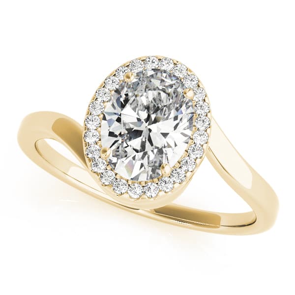 Bypass Halo Engagement Ring, style 84763, Front view in yellow gold