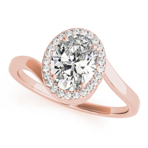 Bypass Halo Engagement Ring, style 84763, Front view in rose gold