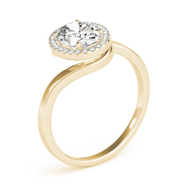 Bypass Halo Engagement Ring, style 84763, Angle view in yellow gold
