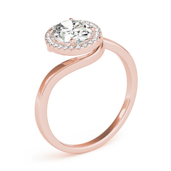 Bypass Halo Engagement Ring, style 84763, Angle view in rose gold