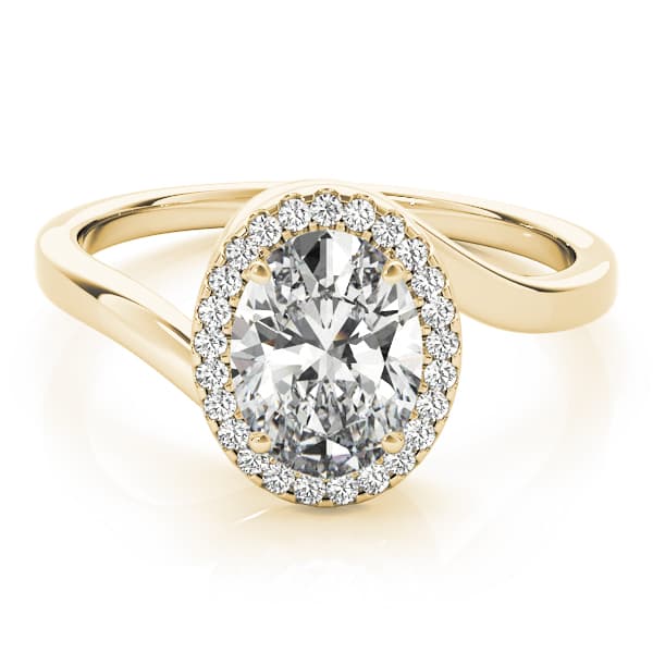 Bypass Halo Engagement Ring, style 84763, On hand view in yellow gold