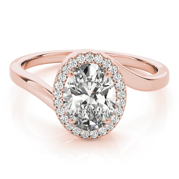 Bypass Halo Engagement Ring, style 84763, On hand view in rose gold