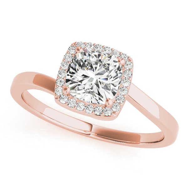 Bypass Halo Cushion Engagement Ring, style 84764, Front view in rose gold