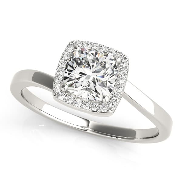 Bypass Halo Cushion Shape Engagement Rings — style 84764 in 10k White Gold