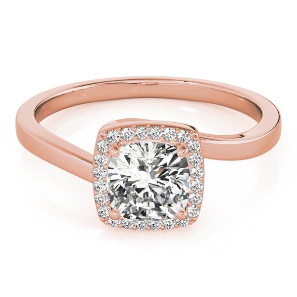 Bypass Halo Cushion Engagement Ring, style 84764, On hand view in rose gold